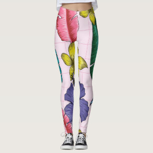 Tropische bloemen: naadloos blad patroon leggings