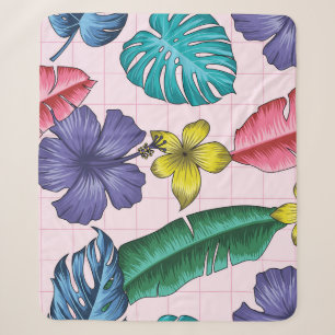 Tropische bloemen: naadloos blad patroon sherpa deken