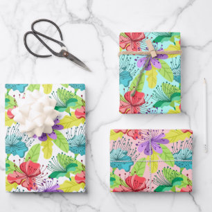 Tropische bloemen naadloos patroon inpakpapier vel