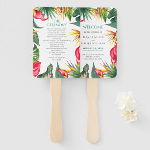 Tropische bloemen oases bruiloft handwaaier
