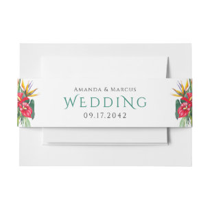 Tropische bloemen oases bruiloft uitnodigingen wikkel