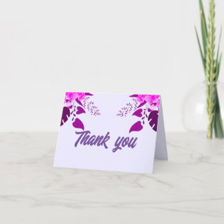 Tropische bloemen op een violette achtergrond bedankkaart