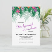 Tropische Bloemen & Palm Branch Bruidsmeisje Lunch Kaart (Staand voorkant)