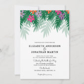Tropische Bloemen & Palm Branch bruiloft uitnodigi Kaart (Voorkant)