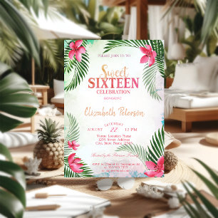 Tropische bloemen Palm Leaves Summer Sweet 16 Part Kaart