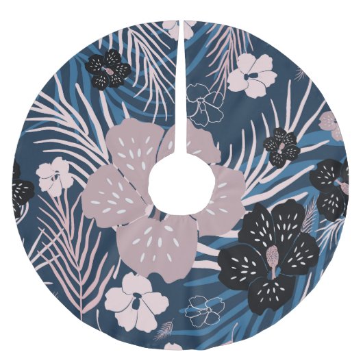 Tropische bloemen palmbladeren textuur kerstboom rok (Voorkant)