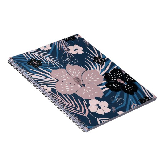 Tropische bloemen palmbladeren textuur notitieboek (Rechterzijde)