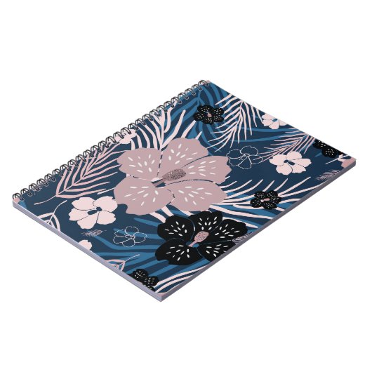 Tropische bloemen palmbladeren textuur notitieboek (Linkerzijde)