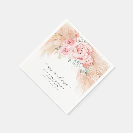 Tropische Bloemen Pampas Grass Bruiloft Servetten (Hoek)