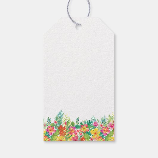 Tropische Bloemen Roze Flamingo's Dank u Cadeaulabel (Achterkant)