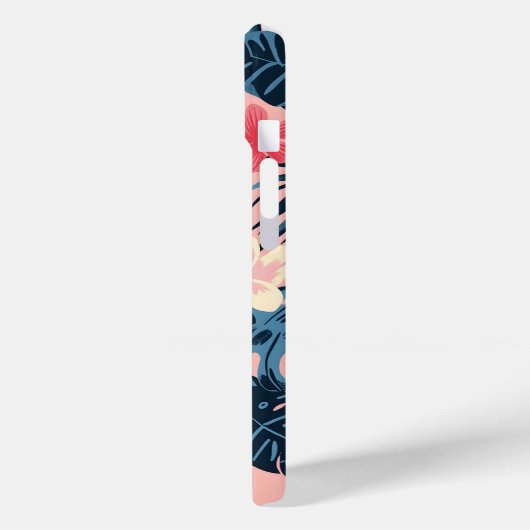 Tropische bloemen roze gepersonaliseerd Monogram Case-Mate iPhone Case (Achterkant / Links)