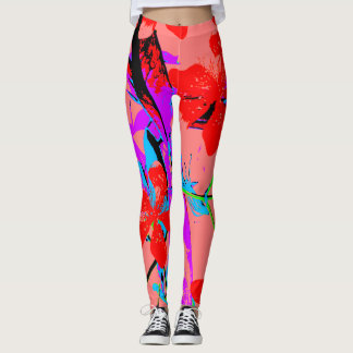Tropische bloemen Roze Leggings