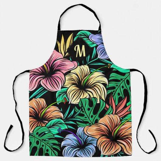 Tropische bloemen schort (Voorkant)