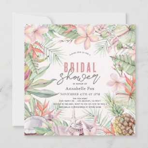 Tropische Bloemen Seashell Waterverf Vrijgezellenf Kaart