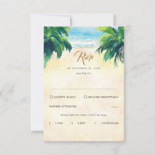 Tropische Bloemen Strand Bruiloft RSVP Kaartje