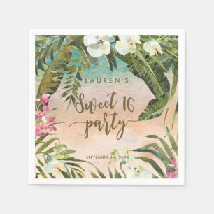 Tropische Bloemen Sweet 16 Party servetten