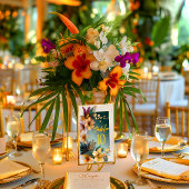 Tropische Bloemen Trouwtafel Nummer Kaart