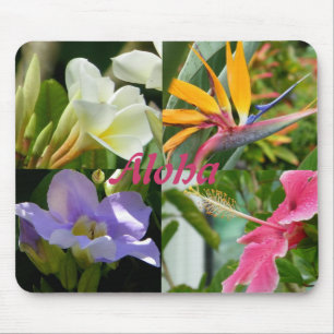 Tropische bloemen van Kauai Hawaii Hibiscus Plumer Muismat