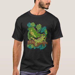 Tropische bloemen vezel retiel dierlijk hagedis t-shirt