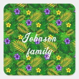 tropische bloemen vierkante sticker