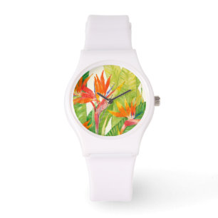 Tropische bloemen   Vogel van het Paradijs Horloge
