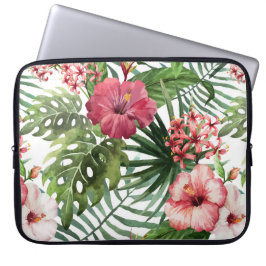 Tropische bloemen Waterverf Modern Fine Floral Laptop Sleeve