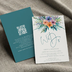 Tropische Bloemen Wij doen QR Code Trouwen Kaart