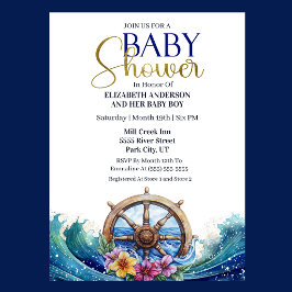 Tropische Bloemen Zeilwiel Jongens Baby Shower Kaart