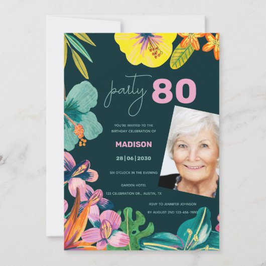 Tropische Bloemen Zomer Grootmoeder Verjaardagsfee Kaart (Voorkant)