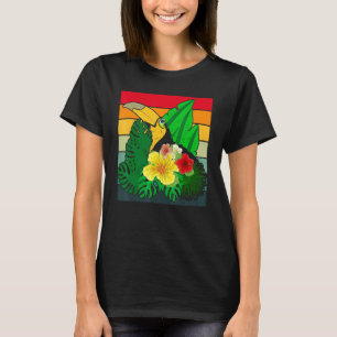 Tropische Bloemen Zoo Vogel Exotisch Dier Retro To T-shirt
