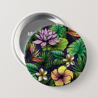 Tropische bloemenbadge ronde button 7,6 cm