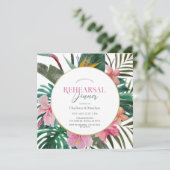 Tropische bloemenkrans repetitie diner kaart (Staand voorkant)