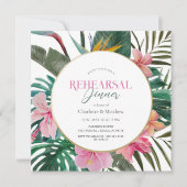 Tropische bloemenkrans repetitie diner kaart (Voorkant)