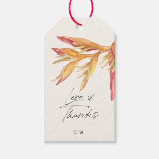 Tropische Bloemenliefde Bedankt Trouwgunst Cadeaulabel (Voorkant)