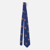 Tropische Bloemenpatroon Navy Blauwe Das (Achterkant)