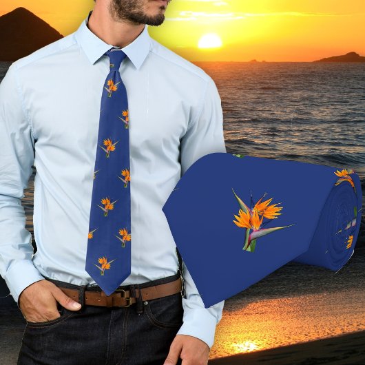 Tropische Bloemenpatroon Navy Blauwe Das