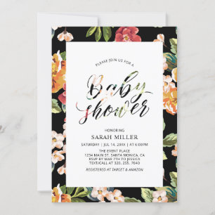 Tropische bloemenprint baby shower uitnodiging