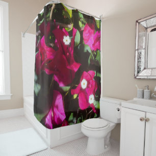 Tropische bloemenprint, retro sfeer douchegordijn