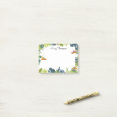 Tropische Bloemenrand Monogram Naam Post-it® Notes (Op bureau)