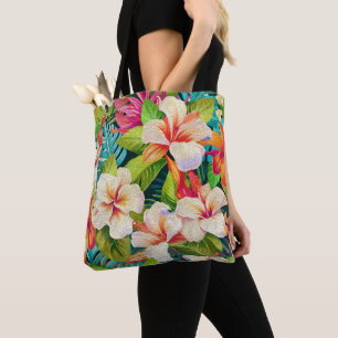 Tropische bloemenschilderstijl in olieverf draagtas