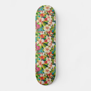 Tropische bloemenschilderstijl in olieverf skateboard