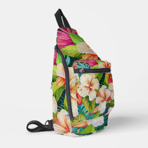 Tropische bloemenschilderstijl in olieverf sling bag
