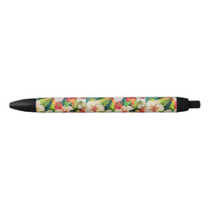 Tropische bloemenschilderstijl in olieverf zwarte inkt pen