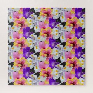 Tropische bloementuin Hibiscus, lelies, Legpuzzel