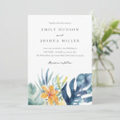 Tropische bloemenzomer Alles in één bruiloft Kaart (Staand voorkant)