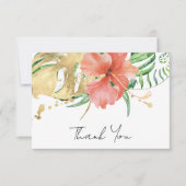 Tropische bloemige bestemming trouwfeest bruidsjur bedankkaart (Voorkant)