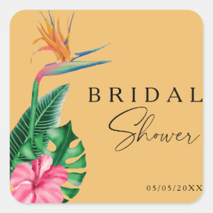 Tropische bloemige bruidssalon vierkante sticker