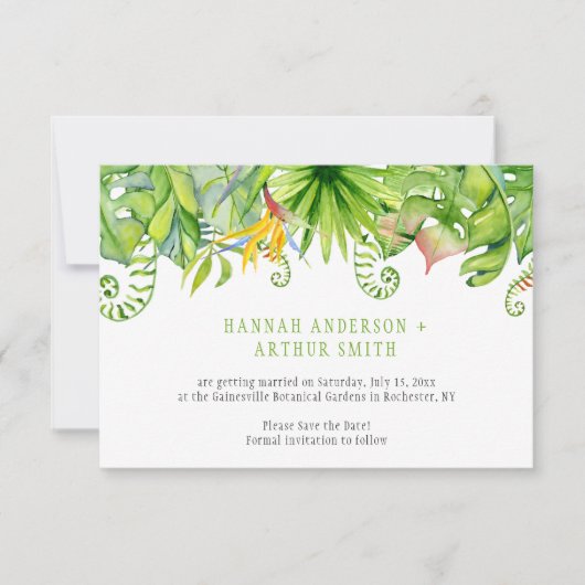 Tropische bloemige Save The Date uitnodigingen | (Voorkant)