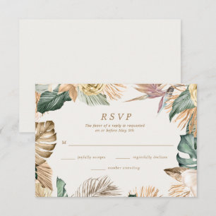 Tropische bloemige strand bestemmingshuwelijk RSVP kaartje