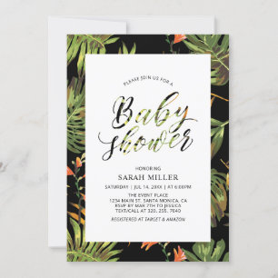 Tropische bloemmotief baby shower uitnodiging